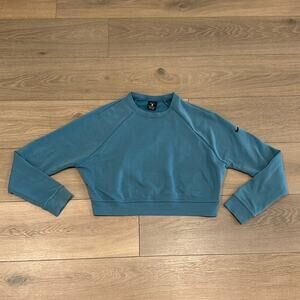 NIKE Blue Dri-Fit Crew Neck Puffy Imprinted Just Do It Pullover Sweatshirt Sz XS